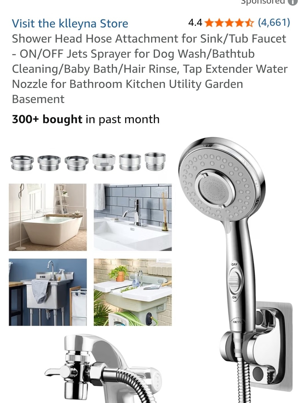 Chrome Handheld Shower Head Attachment